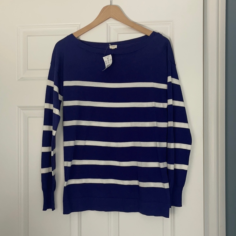J.Crew Factory Blue and White Stripe Sweater
